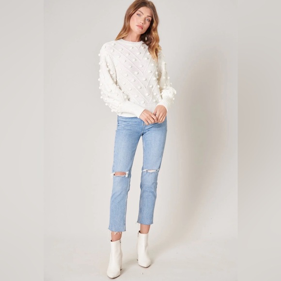 Sugar Lips Shake Your Pom Pom Sweater White Size Small - Picture 2 of 4